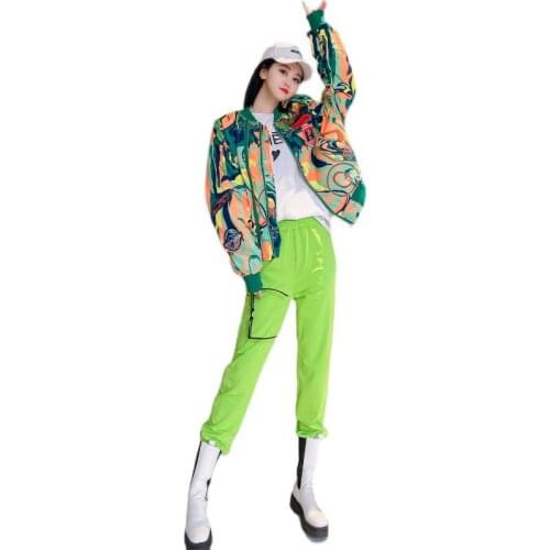 Women Net Red Fried Street Graffiti Aseball Uniform Female Spring New Printing Autumn Coat Thin Loose Jacket Tide Brand OK918