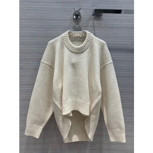 New Ladies Fashion 2021 Long Sleeve Sexy Fall Shoulder Irregular Back Draped Pullover 1117