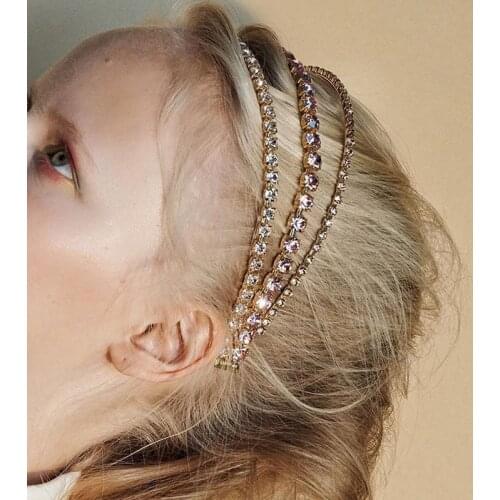 New Multi-Layer Crystal Crown Bridal Hairband Headgear Head Chain Jewelry for Women Bling Rhinestone Headband Hair Accessories