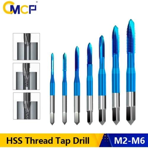 1pc HSS M2 M2.5 M3 M3.5 M4 M5 M6 Screw Tap Nano Blue Coated Thread Tap Straight Flute Metric Tap Drill