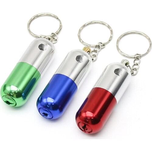 1 Pcs Portable Smoke Metal Pipes Tobacco Grinder Herb Pipes with Key Chain Pipes Detachable Smoking Pipe Gifts for Man