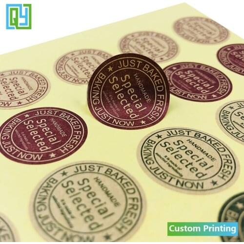 100pcs 24x24mm free shipping kraft paper stickers special selected baking sticker just baked fresh labels home made packing seal