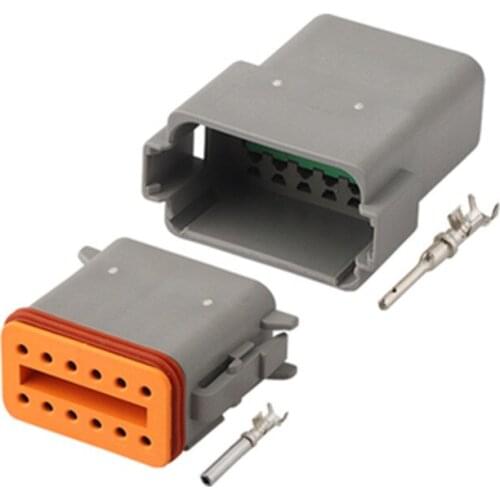 10sets/lot 12 Pin Way Deutsch DT Series Plug Connector Socket Housing Kit DT06-12S DT04-12P+ Pins & Wedglock DT06-12S/DT04-12