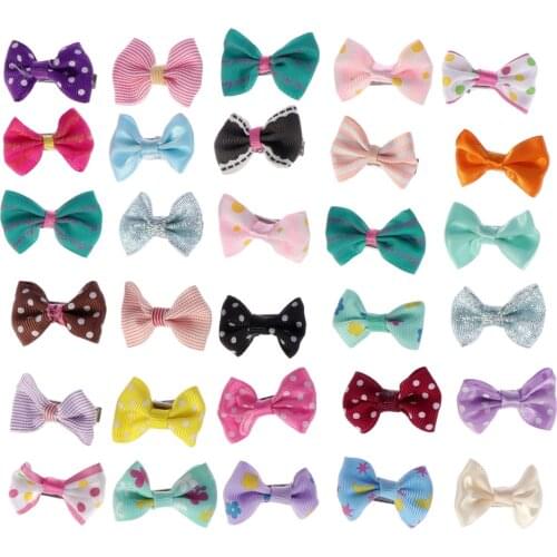 30pcs Decorative Cute Fashion Bowknot Alligator Pet Dog Hair Clips Hairpin