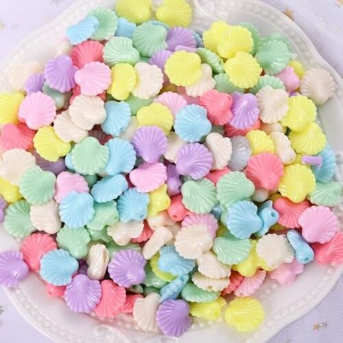 New 30-180pcs Mixed Color Lovely Shell Shape Acrylic Beads Loose Spacer Beads For Jewelry Making Handmade Crafts Accessories