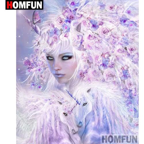 HOMFUN 5D DIY Diamond Painting Full Square/Round Drill "Unicorn girl" Embroidery Cross Stitch gift Home Decor Gift A09429