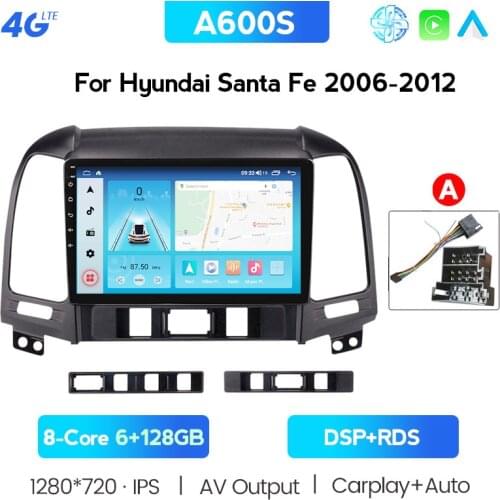 For Hyundai Santa Fe 2 2006 2007 2008 2009 2010 2011 2012 Android 10.0 DSP 8 core Car Radio Navigation multimedia Player Russian