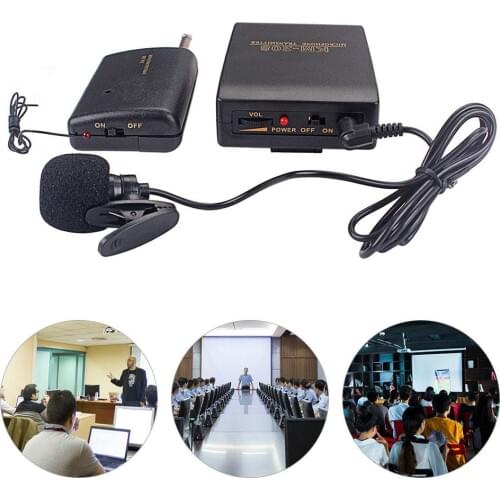 Wireless Microphone FM Transmitter Receiver Lapel Collar Clip Mini Mic System Microphone Teacher Speech