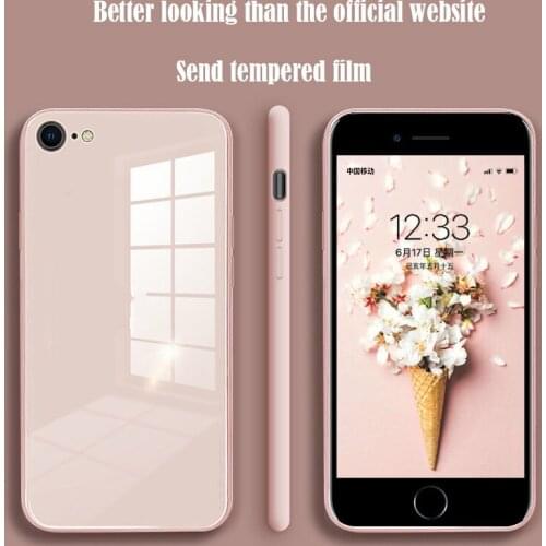 Original Liquid Silicone Tempered Glass Case for IPhone 11 12 Pro Max XS XR X 8 7 Plus SE 2020 Cell Phone Lens Protection Cove