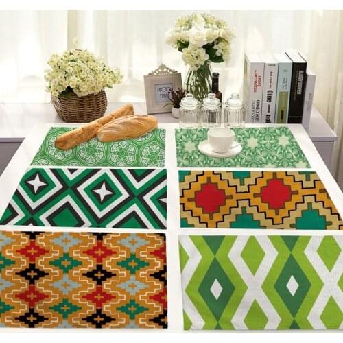 Geometric stripe printing dining table decor place mats kitchen accessories placemat for dining table pink kitchen table mats