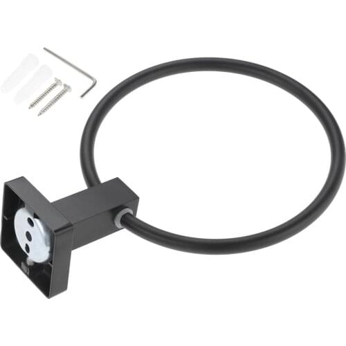 European Prevent Corrosion Round Towel Ring Matte Black Clothes Holder Wall-mounted Bathroom Supporter Hardware Accessories