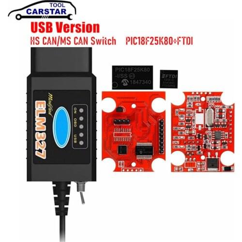 ELM327 V1.5 USB Switch PIC18F25K80 FTDI HS-CAN/MS-CAN For FORScan elm 327 v1.5 for Ford OBD2 Car Diagnostic Scanner Tool