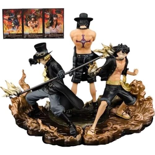 3Pcs/set Anime Figurine One Piece Monkey D Luffy Ace Sabo Set 14-17Cm PVC Action Figure Collection Model Toys Ornament