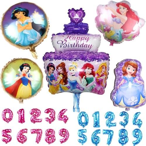 Disney Princess Foil Balloons Supplies Carton Kids Favor Balloon Birthday Party Baby Shower Decoration Kids Toy Accessories