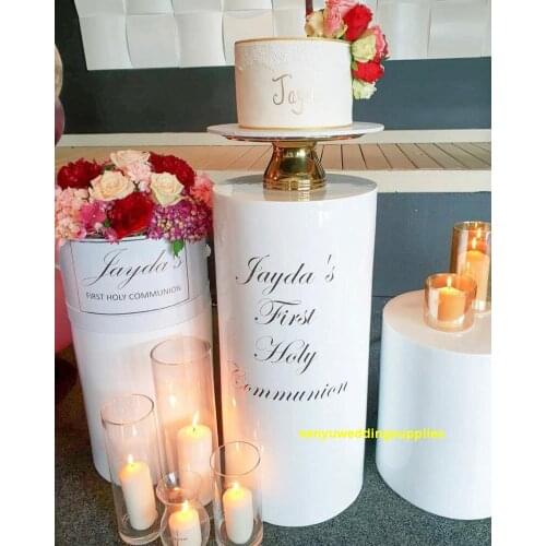 Good Selling aliexpress trade Assurance Acrylic Wedding Plinth White Acrylic Display Stand Round Acrylic Plinth for Wedding