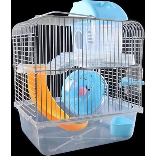 Hamster Cage Set 2-Tier Portable Small Animals Habitat Chinchilla Gerbil Cave Guinea Pig Hedgehog House Hamster Cage Accessories