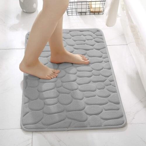 Inya Memory Foam Bath Mats Cobblestone Bathroom Rugs Grey Bath Mats for Bathroom 40x60cm Machine Washable Bath Rugs