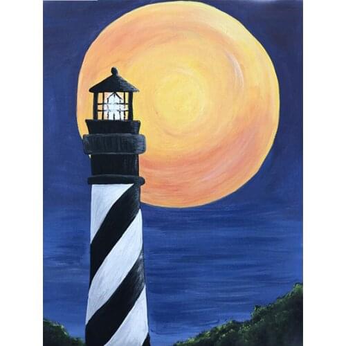 KAMY YI Boutique Lighthouse Moon Night Coast Cartoon 3D Diy Diamond Painting Photo Embroidery Mural European Home Decoration