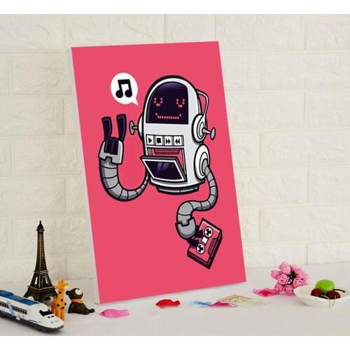 Oil painting cartoon cute Robot coloring by numbers gift for kids digital paint by numbers diy digital painting