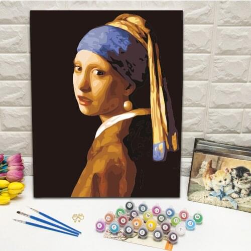 Girl with a Pearl Earring Portrait Painting by Number Canvas Wall Art For Living Room Decoration Wall Art 40x50cm Unique Gifts
