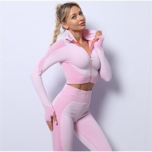2 /3 Pieces Bright Pink Blue Green Summer Yoga Set Workout Clothes for Women Female Seamless Fitness Sportswear Gym Yoga Suits