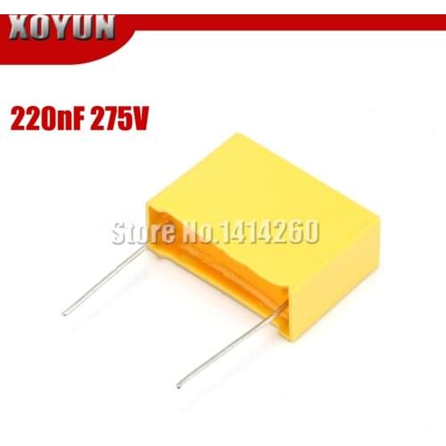 10pcs 220nF capacitor X2 capacitor 275VAC Pitch 275V 10mm X2 Polypropylene film capacitor 0.22uF