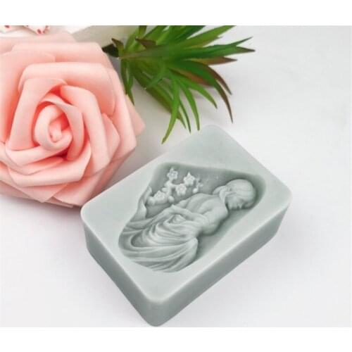 Beautiful Women Flower Pattern Silicone Soap Molds Square Shape Soap Making Mold Handmade Soaps Aromatherapy DIY Decoration