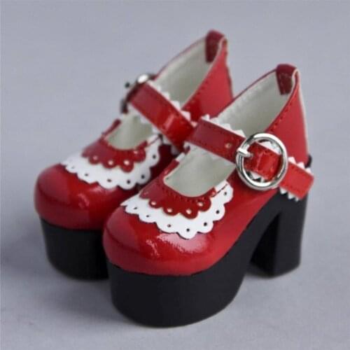 [wamami] 55# Red1/4 MSD BJD Dollfie High Heels Synthetic Leather Shoes