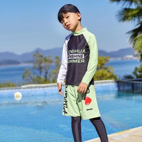 Three Piece Swimsuits Rash Guard Long Sleeve Full Body Sunsuit Swimwear Sets Surfing Snorkeling Suit Shirt Trunks Leggings