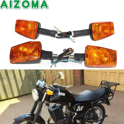 4Pcs/Set E3 Emark 12V Motorcycle Front Rear Turn Signal Indicator Lights Blinker Flashers Amber Yellow Lamp For MZ ETZ 251