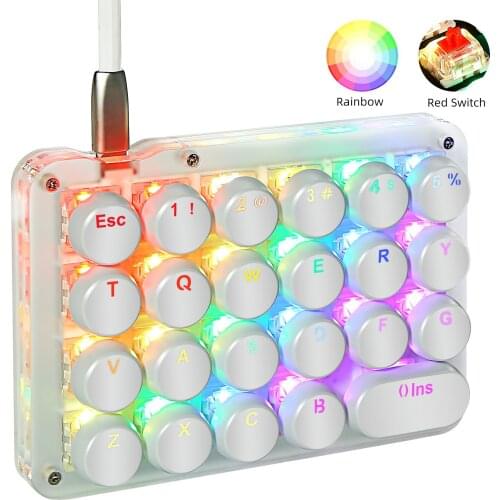 23 Keys Mechanical Keyboard RGB LED Backlit One-Handed Mechanical Gaming Keypad OEM Outemu Red Switches with Round Keycaps