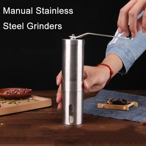 Mini Silver Coffee Grinder Stainless Steel Hand Manual Handmade Coffee Bean Grinders Mill Kitchen Tool Pepper Grinders