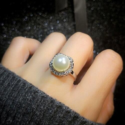 Rose Gold / Silver Color Trendy Imitation Pearl Rings Womens Party Wedding Rings Rigant Jewelry Wholesale for Women Girls Gift