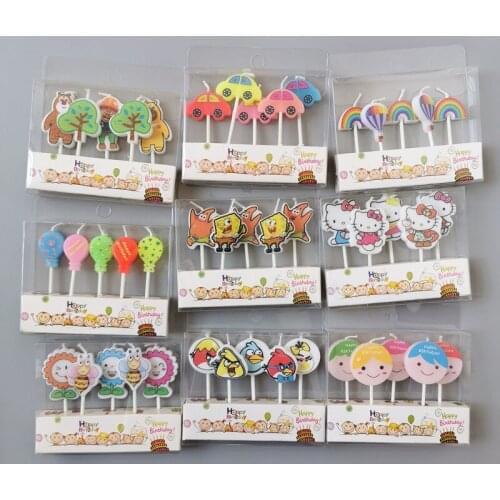 Cartoon Birthday Cake Candle Decoration Dinosaur Smiling Face Giraffe Car Cute Little Candle Party Baking Cakecup Creative Shape