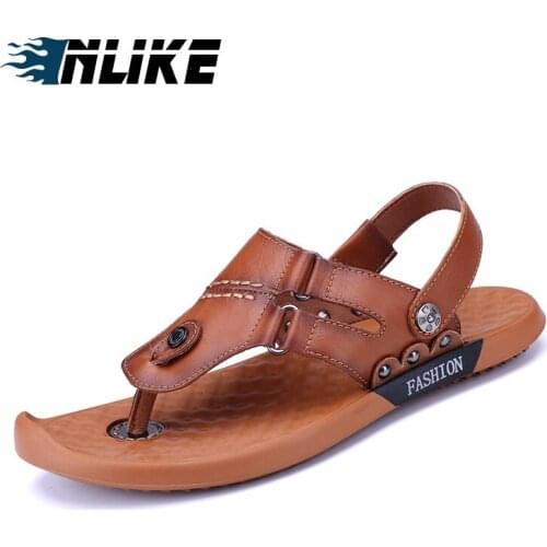 Inlike Brand Drop Shipping Men Sandals Genuine Leather Sandals Outdoor Casual Men Leather Sandals For Men