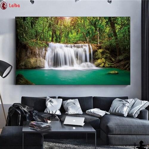 Full square round drill set Natural scenery, waterfall diy diamond painting 5d diamond mazayka embroidery room decor