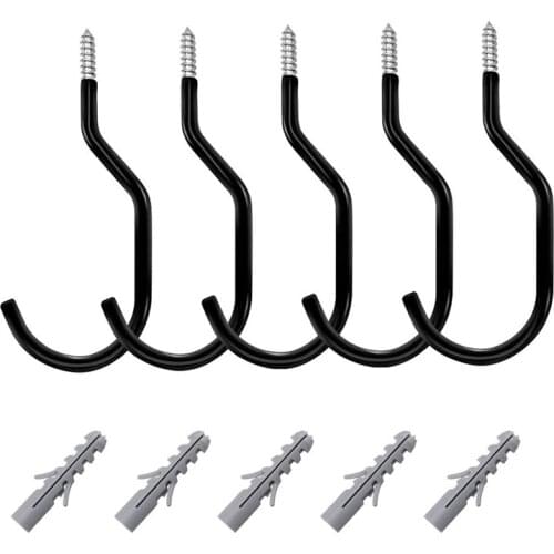 5 Pack Heavy Duty Bike Storage Garage Hooks Set, Basement Tool Shop Wall and Ceiling Mount Bicycle Hang Garden Hose