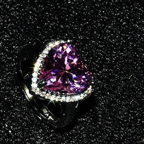 New Trend Open Rings S925 Charm Heart Pink Dazzling Crystal Zircon Womens Wedding Jewelry Making Best Statement Gift