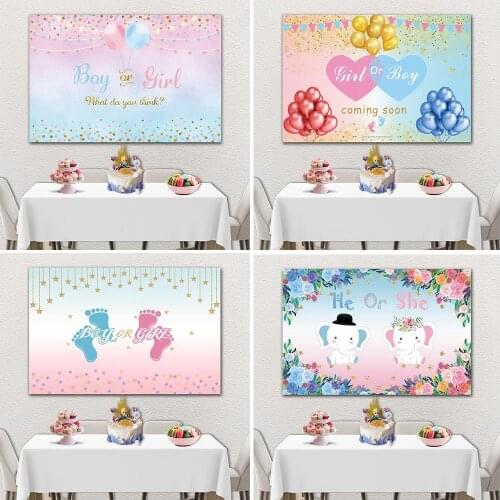 Boy and Girl Gender Reveal Children Background Decoration Photography Studio Kids Birthday Party Photo Backdrop Cloth