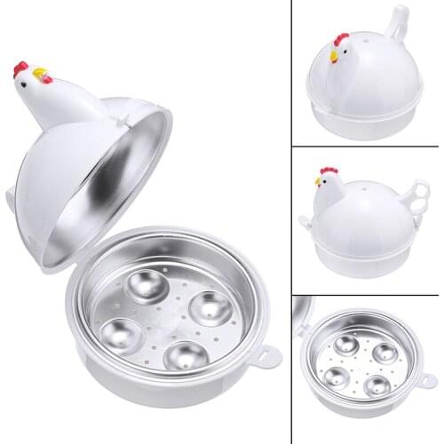 Cute Chicken Shape Egg Steamer Tool Microware Egg Boiler Cooker Kitchen Convenience Egg Cooking Tools 4 Cells