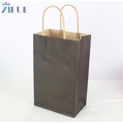 Zilue 50pcs/lot Size 21x13x8cm Gift Paper Bags shopping Black Color Kraft Promotion bag for jewelry bags