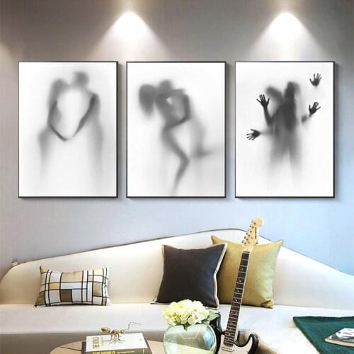 Three Pieces Of Kissing Lover Poster Wall Art Canvas Painting Abstract Portrait Picture HD Print For Living Room Bedroom Decor