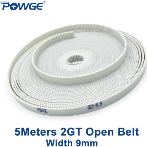 POWGE 5Meters PU 2GT Open Synchronous belt 2GT-9 width 9mm polyurethane Steel open GT2 Timing belt for Small backlash 3D printer