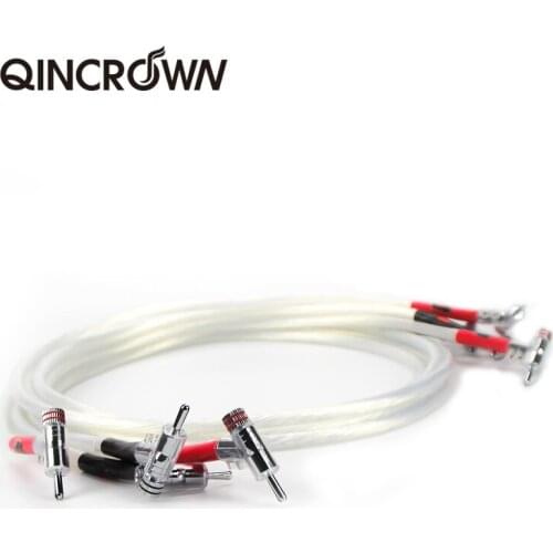 QINCROWN rhodium-plated elbow silver-plated core four fever speaker cable audio cable signal cable