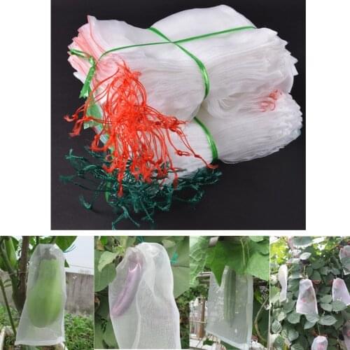 100PCS Garden Plants Vegetable Fruit Protection Bag Reusable Anti Bird Drawstring Netting Mesh Bag For Agriculture Pest Control