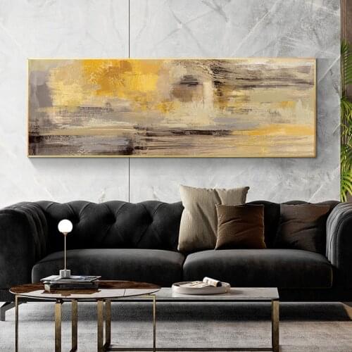 Modern Abstract Golden Yellow Posters and Prints Wall Art Canvas Paintings Print Decorative Pictures for Home Living Room Decor