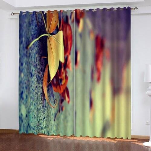 Modern living room curtains Beautiful Colored leaves Photo Fashion Customized 3D Curtains