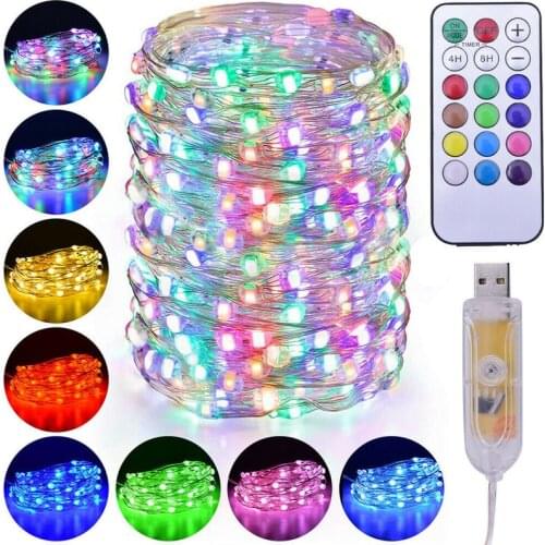 Remote Control LED String Light Waterproof Outdoor Garden Christmas Fairy Lights Battery USB Timing Lights Wedding Decoration
