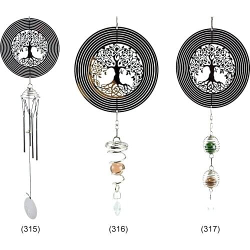 Life Tree Hanging Drops Metal Spiral Wind Chime Pendant Chandelier Decoration Wall Hanging Decorations Home Decor