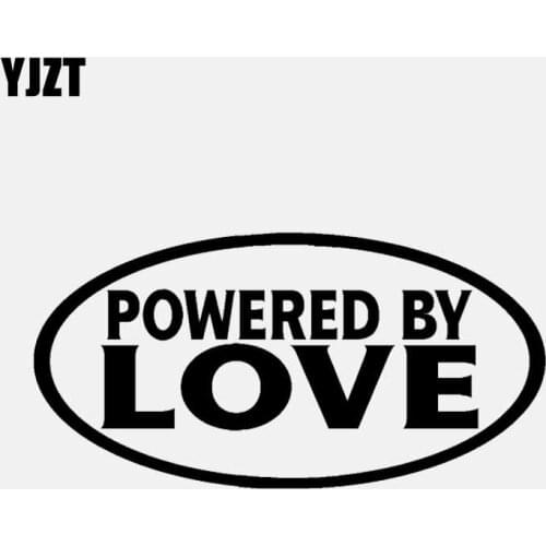 YJZT 13.6CM*6.9CM POWERED BY LOVE VINYL DECAL CAR STICKER HAPPINESS FAMILY CHRISTIAN Black/Silver C3-1409